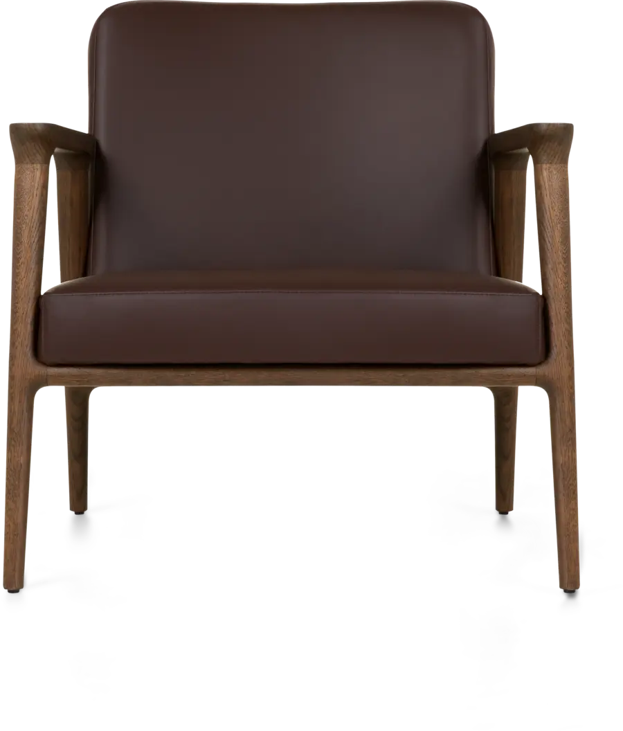 Zio Lounge Chair Spectrum brown with cinnamon legs front view